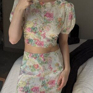 Floral Print Skirt Set